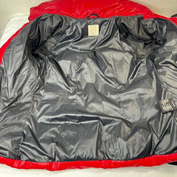 S13 NYC Quilted Down Puffer Coat Removable Hood Red Winter Ski Jacket Medium - Picture 13 of 16